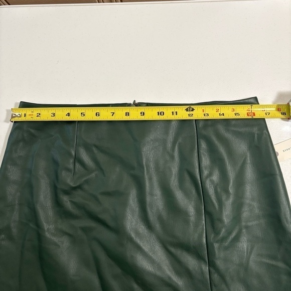 Anthropologie Maeve Womens Faux Leather A-Line  mini skirt size 12 green - Picture 13 of 14